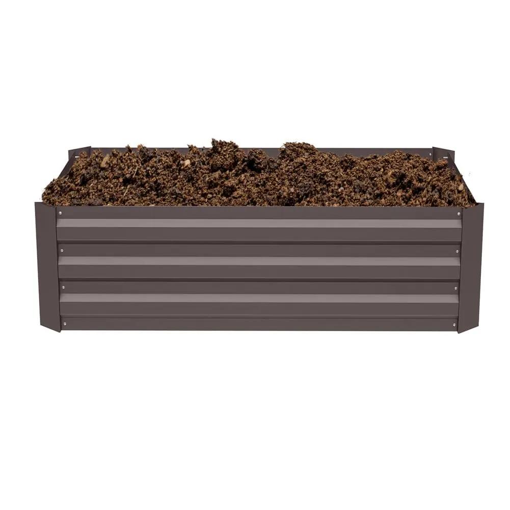 Galvanized Steel Square Raised Garden Bed Planter Box in Brown - House Comfort