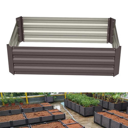 Galvanized Steel Square Raised Garden Bed Planter Box in Brown - House Comfort