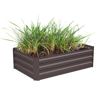 Galvanized Steel Square Raised Garden Bed Planter Box in Brown - House Comfort