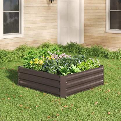 Galvanized Steel Square Raised Garden Bed Planter Box in Brown - House Comfort