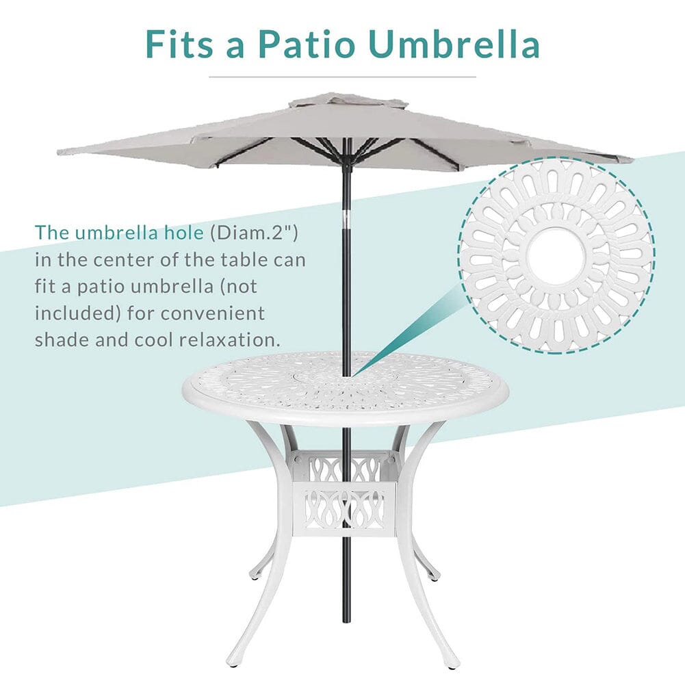 Garden Bistro Table Round Hollow Table with Parasol Hole - House Comfort