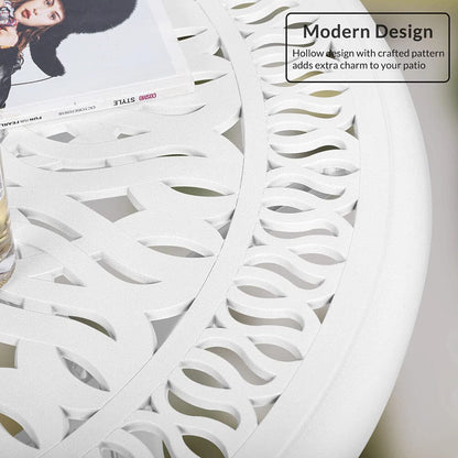 Garden Bistro Table Round Hollow Table with Parasol Hole - House Comfort