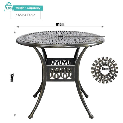 Garden Bistro Table Round Hollow Table with Parasol Hole - House Comfort