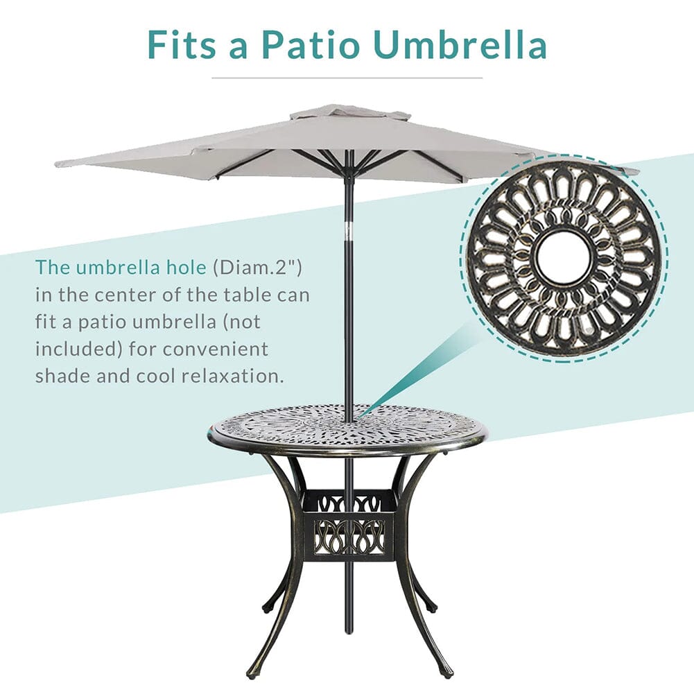 Garden Bistro Table Round Hollow Table with Parasol Hole - House Comfort