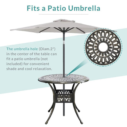 Garden Bistro Table Round Hollow Table with Parasol Hole - House Comfort