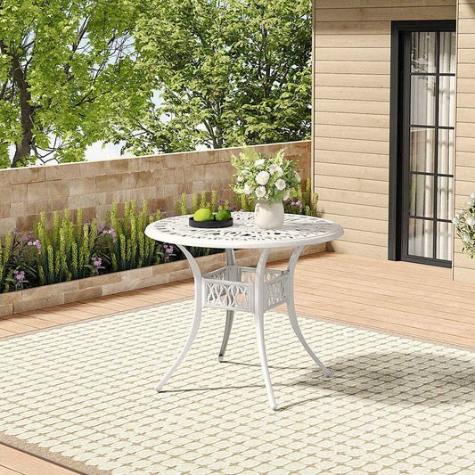 Garden Bistro Table Round Hollow Table with Parasol Hole - House Comfort