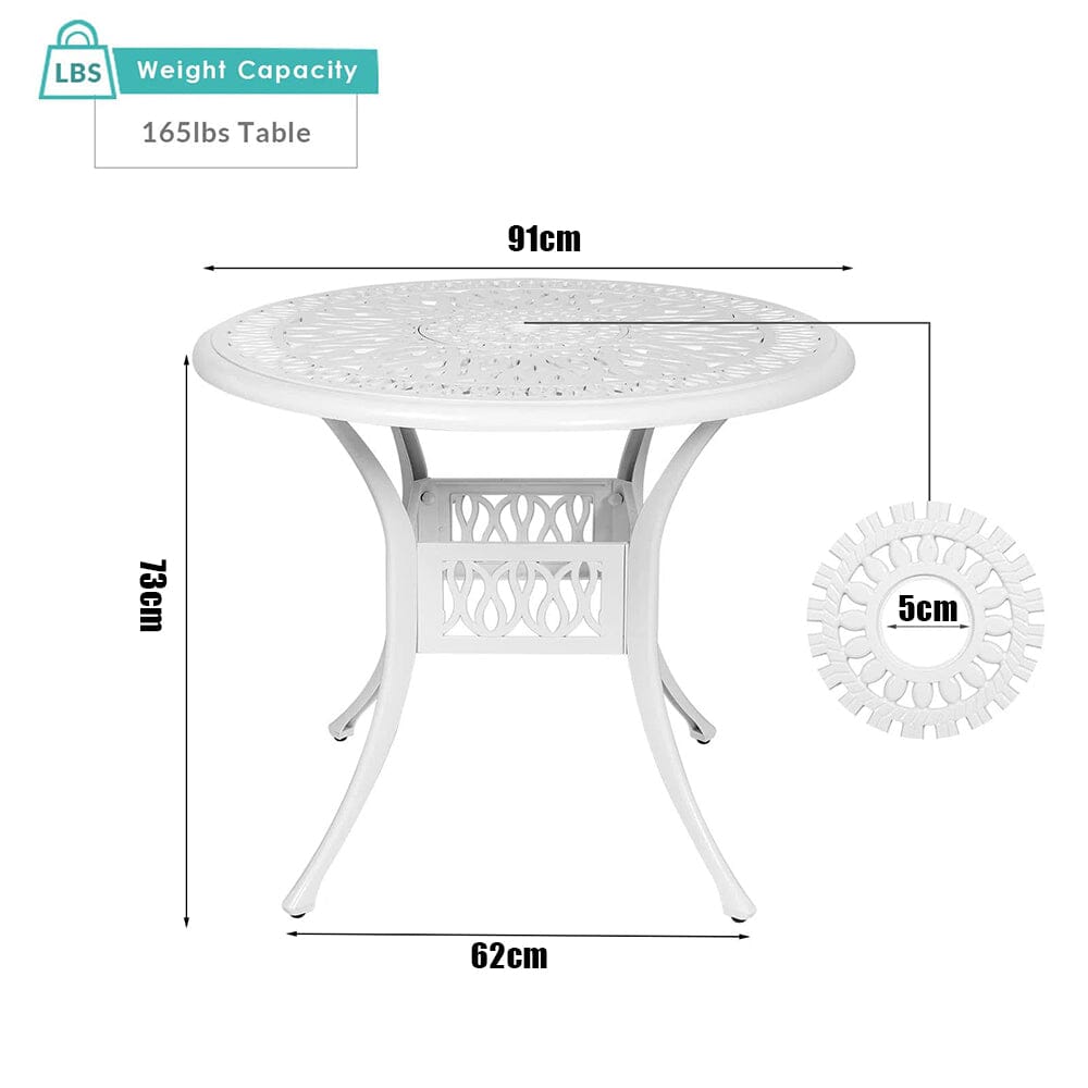Garden Bistro Table Round Hollow Table with Parasol Hole - House Comfort
