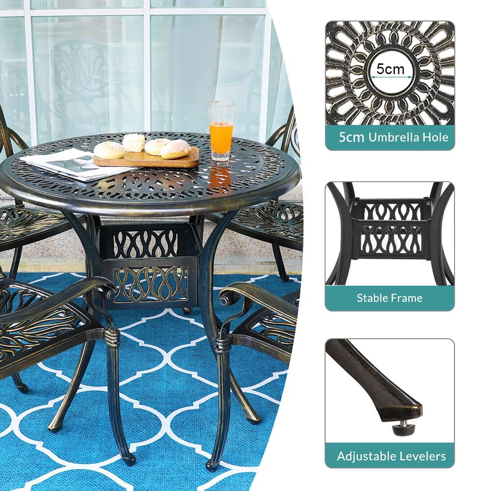 Garden Bistro Table Round Hollow Table with Parasol Hole - House Comfort