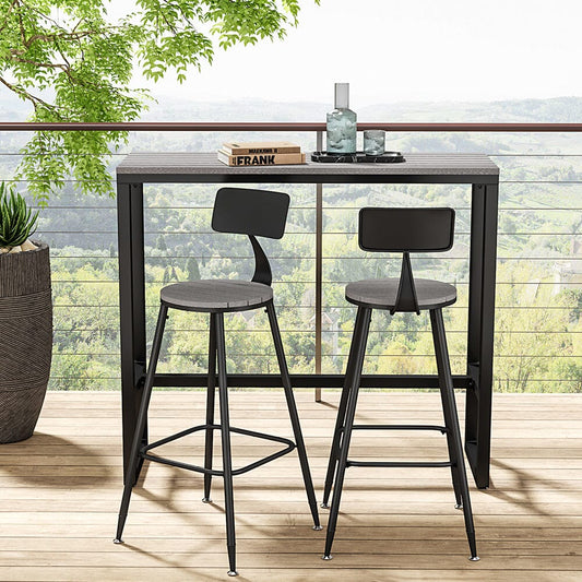 Garden Grey Dining High Table with Metal Legs - House Comfort