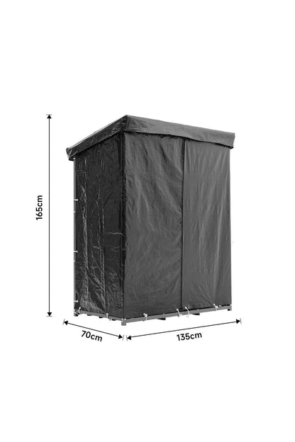 Garden Metal Tube Firewood Rack with PE Cover Roof - House Comfort