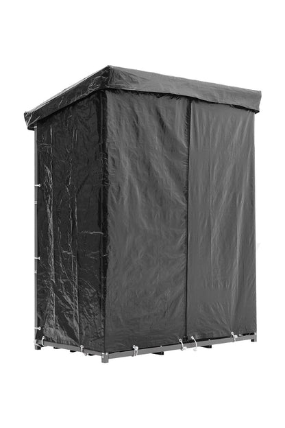 Garden Metal Tube Firewood Rack with PE Cover Roof - House Comfort