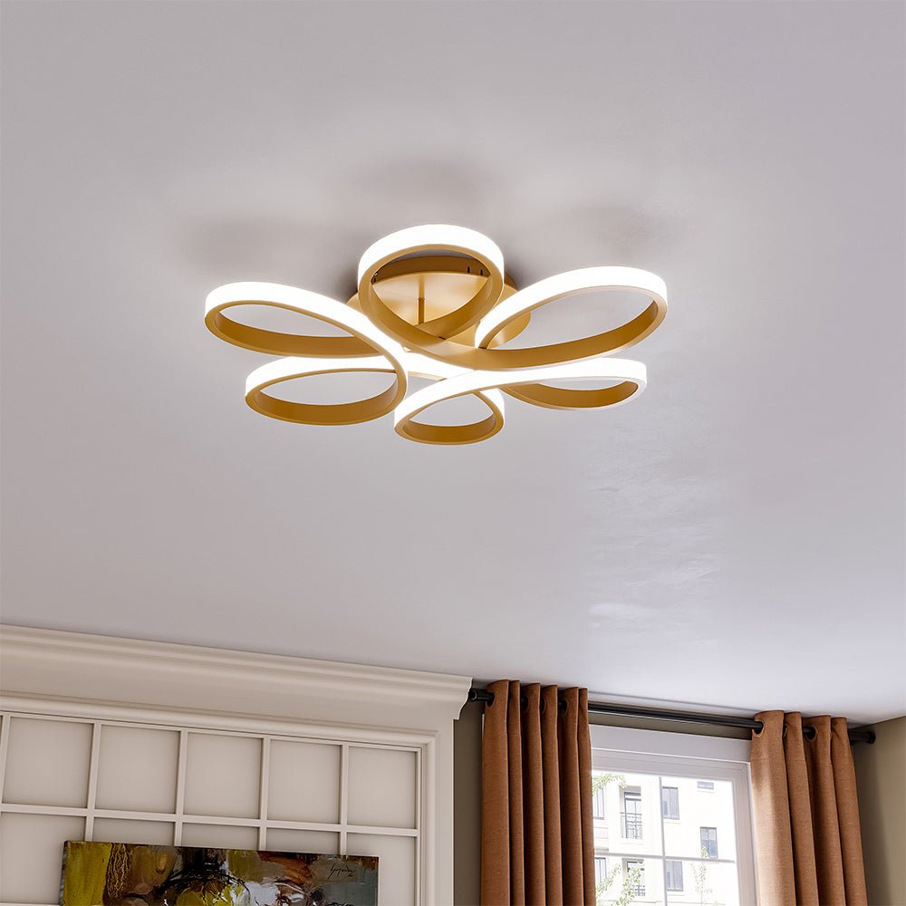 Golden Frame Modern Cool White LED Chandelier Ceiling Light - House Comfort