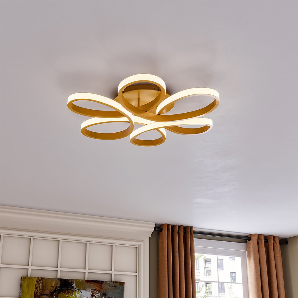 Golden Frame Modern Cool White LED Chandelier Ceiling Light - House Comfort