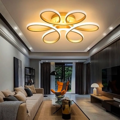 Golden Frame Modern Cool White LED Chandelier Ceiling Light - House Comfort