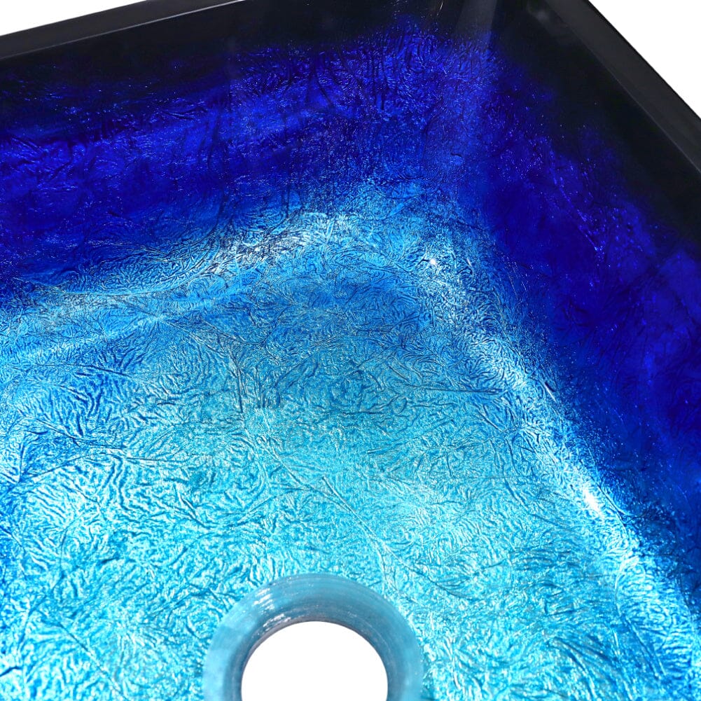 Golden/Blue Tempered Glass Bathroom Art Design Sink - House Comfort