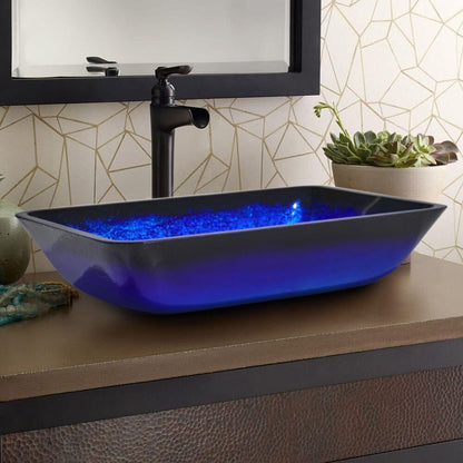 Golden/Blue Tempered Glass Bathroom Art Design Sink - House Comfort