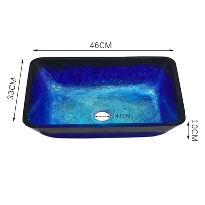 Golden/Blue Tempered Glass Bathroom Art Design Sink - House Comfort