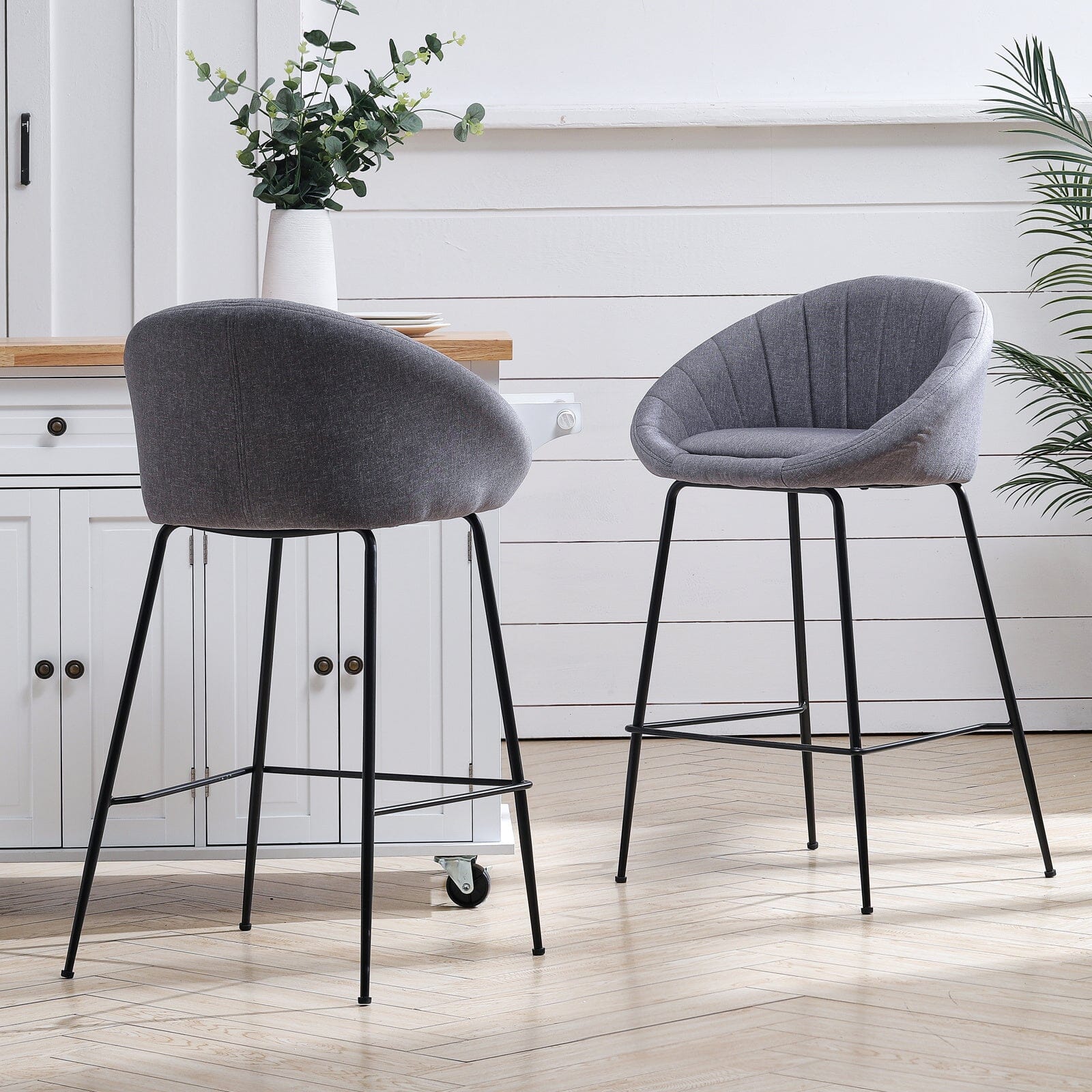 Grey Round Backrest Chair with Metal Legs - House Comfort