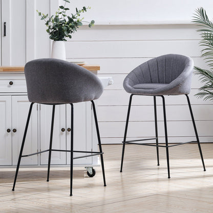 Grey Round Backrest Chair with Metal Legs - House Comfort