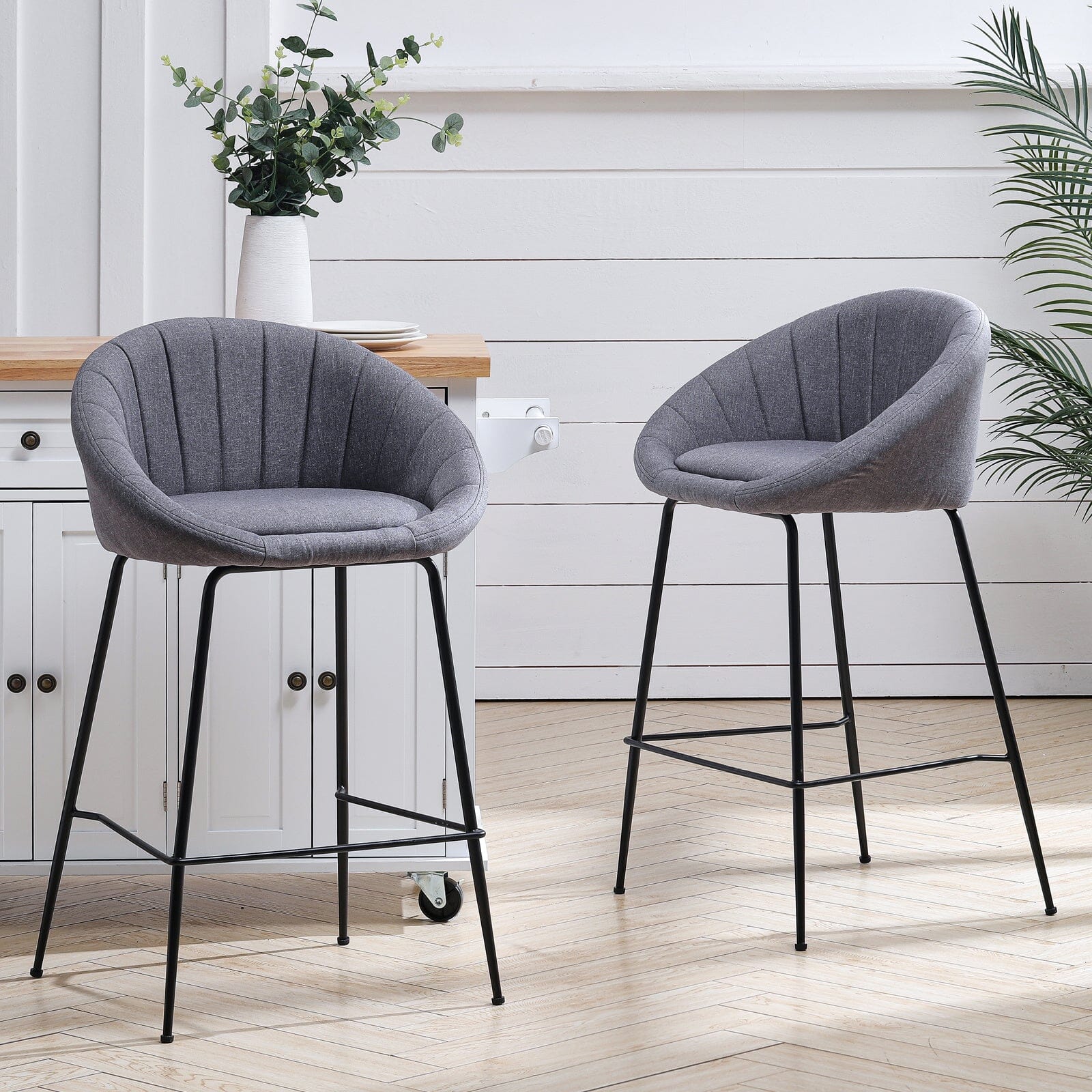 Grey Round Backrest Chair with Metal Legs - House Comfort
