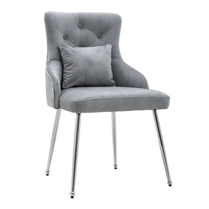 Grey Velvet Tufted Dining Chair with Cushion - House Comfort