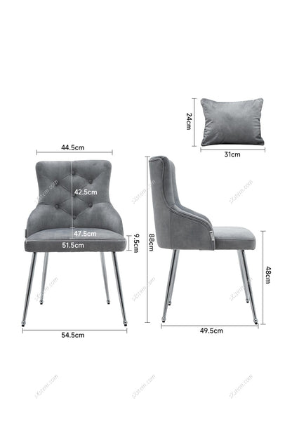 Grey Velvet Tufted Dining Chair with Cushion - House Comfort
