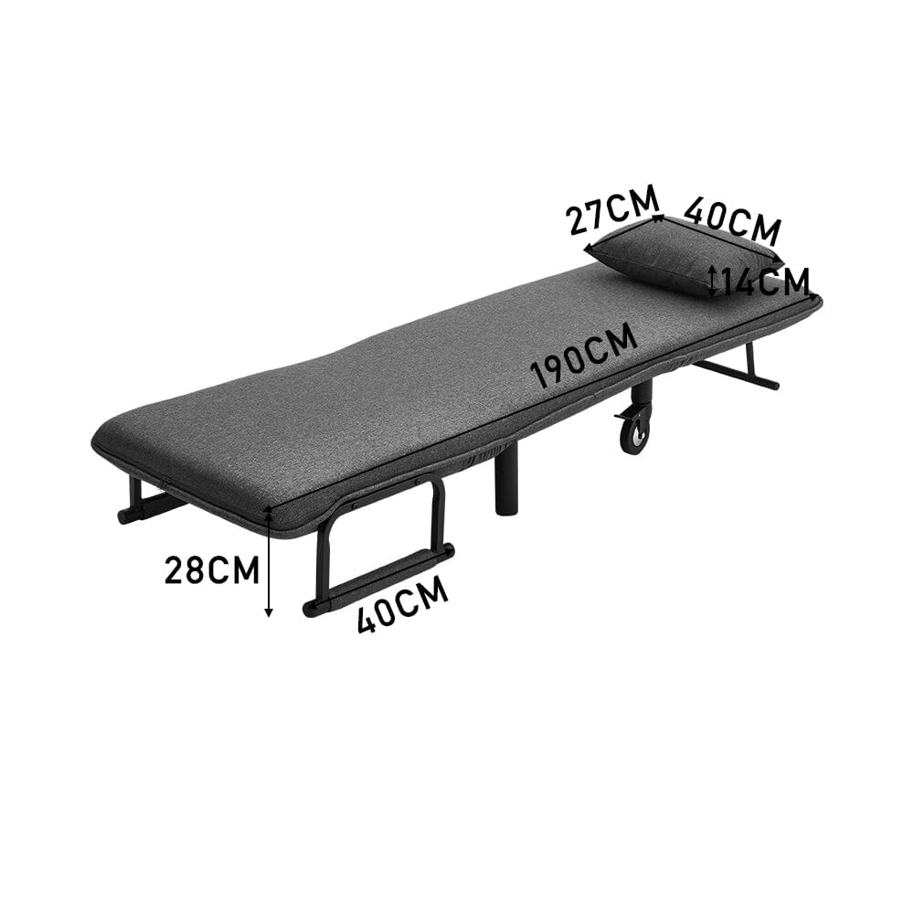 Grey/Khaki Upholstered Single Sleeper Chair Convertible Sofa Bed with Metal Legs - House Comfort