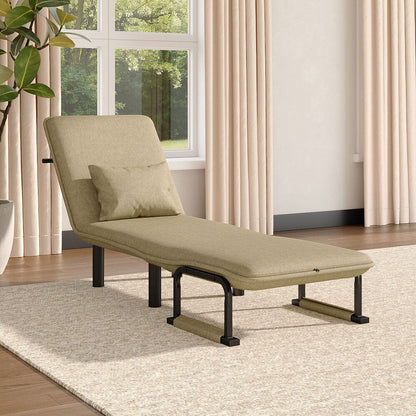 Grey/Khaki Upholstered Single Sleeper Chair Convertible Sofa Bed with Metal Legs - House Comfort