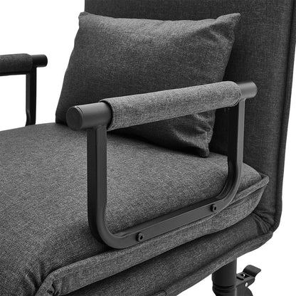 Grey/Khaki Upholstered Single Sleeper Chair Convertible Sofa Bed with Metal Legs - House Comfort
