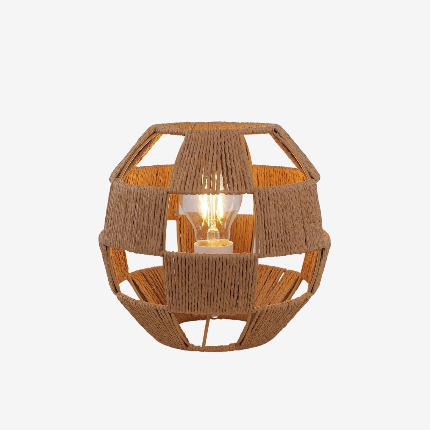 Handwoven Jute Globe Table Lamp - Eco - friendly Spherical Bedside Desk Lighting - House Comfort