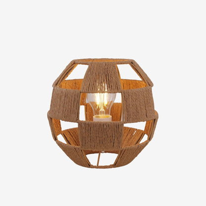 Handwoven Jute Globe Table Lamp - Eco - friendly Spherical Bedside Desk Lighting - House Comfort
