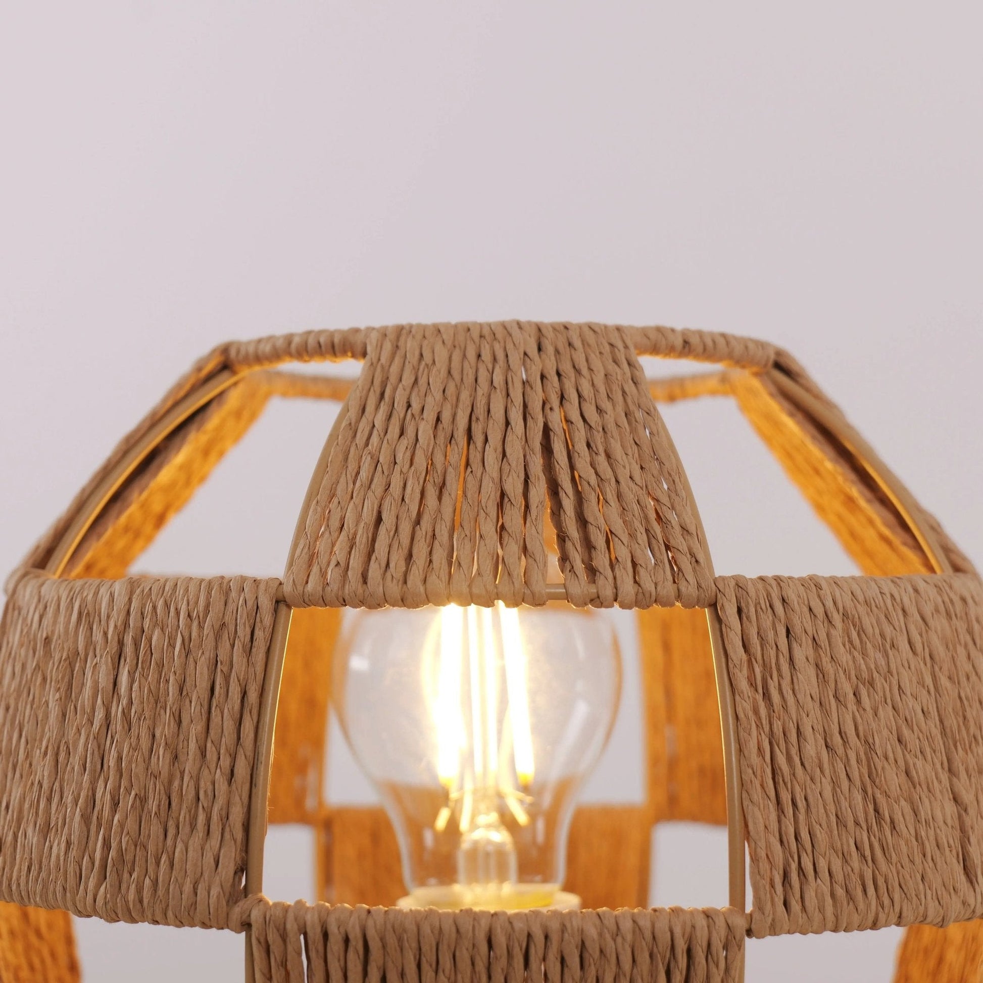 Handwoven Jute Globe Table Lamp - Eco - friendly Spherical Bedside Desk Lighting - House Comfort