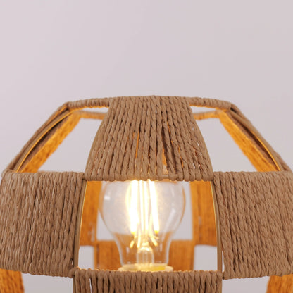 Handwoven Jute Globe Table Lamp - Eco - friendly Spherical Bedside Desk Lighting - House Comfort