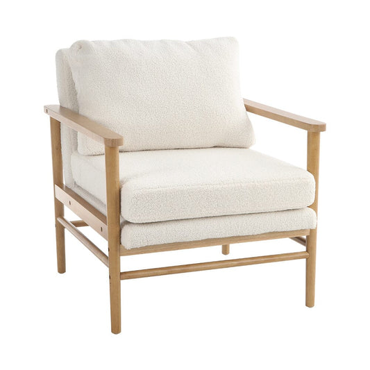 H&O Direct Teddy Bear Fur Wooden Armchair, ZH1564 - House Comfort