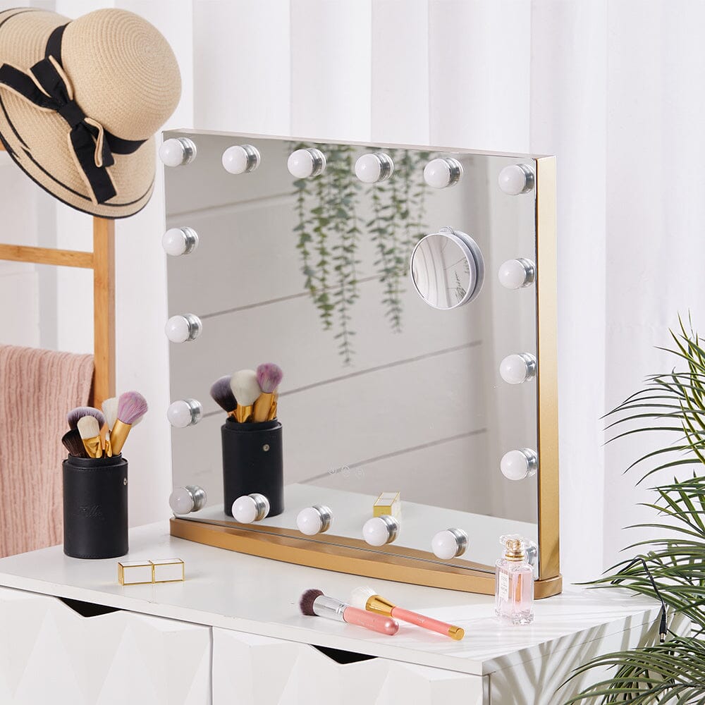 Hollywood Lighted Rectangle LED Metal Makeup Mirror - House Comfort