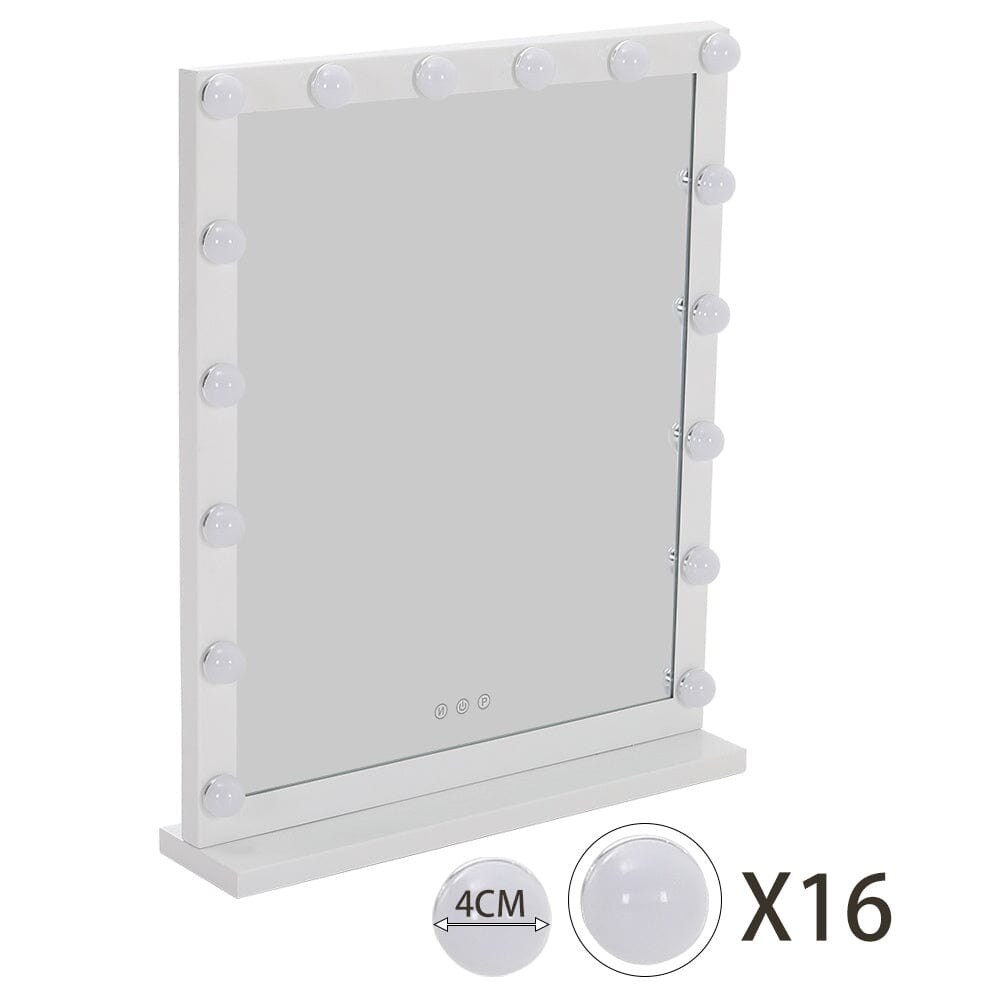 Hollywood Style Lighted Rectangular Makeup Mirror with Base - House Comfort