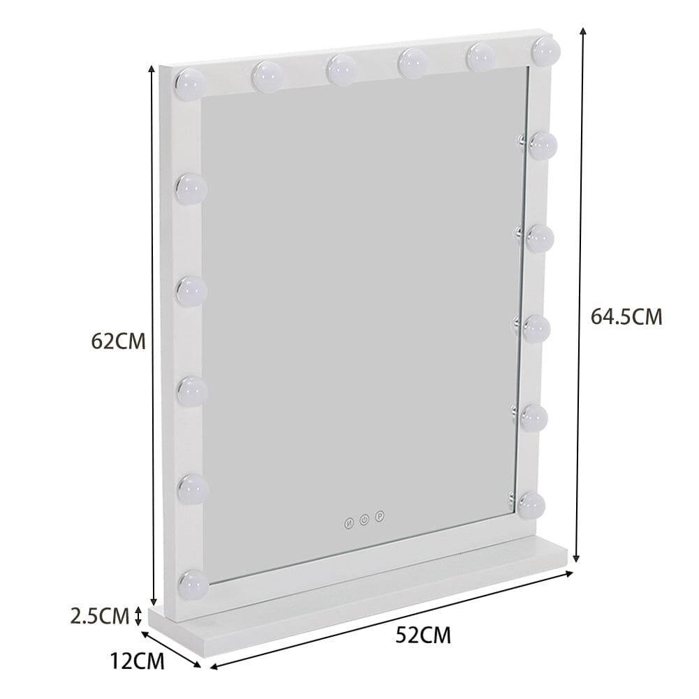 Hollywood Style Lighted Rectangular Makeup Mirror with Base - House Comfort
