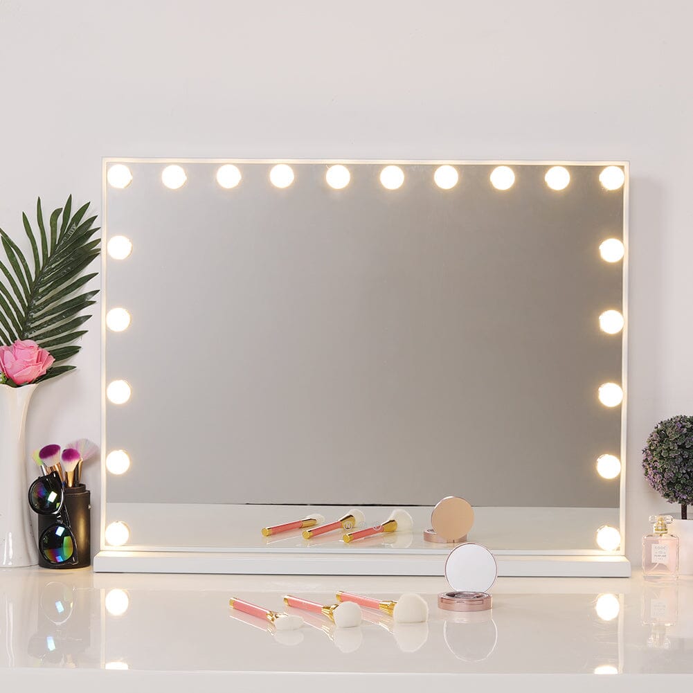 Hollywood Style Lighted Rectangular Makeup Mirror with Base - House Comfort