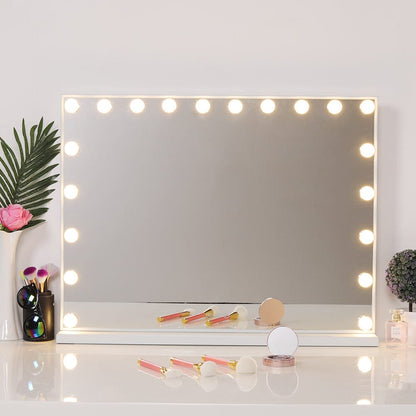 Hollywood Style Lighted Rectangular Makeup Mirror with Base - House Comfort