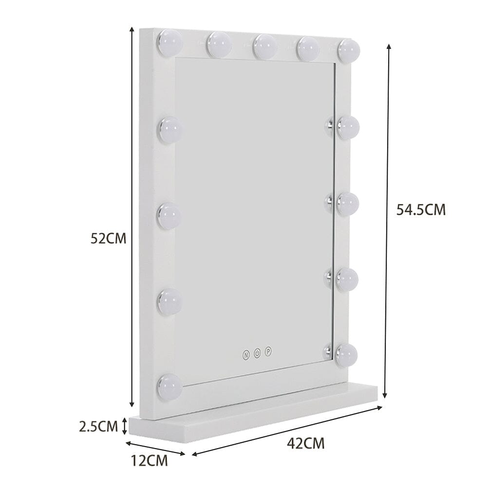 Hollywood Style Lighted Rectangular Makeup Mirror with Base - House Comfort
