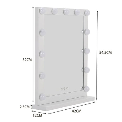 Hollywood Style Lighted Rectangular Makeup Mirror with Base - House Comfort