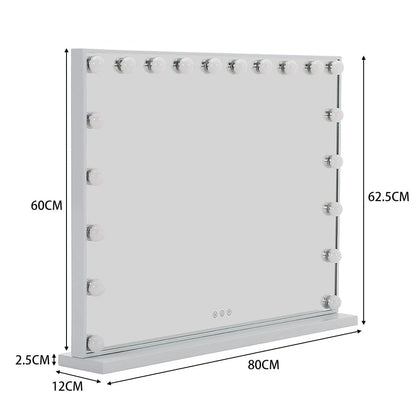 Hollywood Style Lighted Rectangular Makeup Mirror with Base - House Comfort