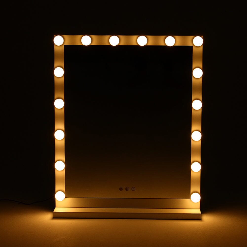 Hollywood Style Lighted Rectangular Makeup Mirror with Base - House Comfort