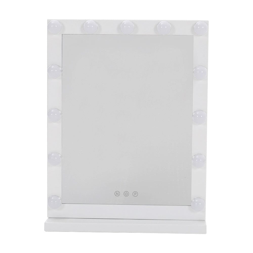 Hollywood Style Lighted Rectangular Makeup Mirror with Base - House Comfort