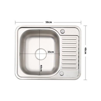 Inset Kitchen Sink Single Bowl Sink with Faucet Aperture - House Comfort