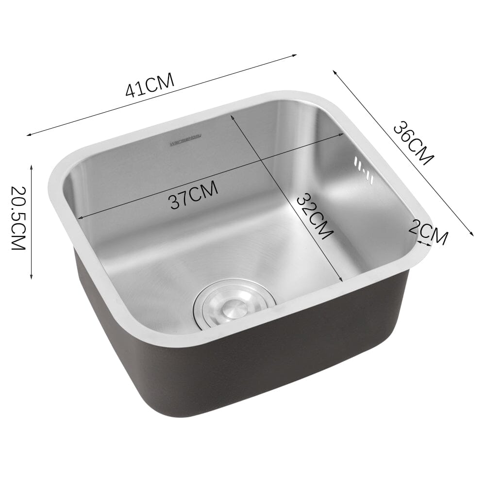 Inset Single Bowl Sink Stainless Steel Kitchen Deep Sinks Large Capacity - House Comfort
