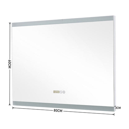 Large Rectangular Frameless Anti - Fog LED Vanity Mirror with Clock - House Comfort