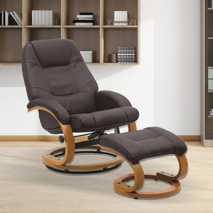 Leather Recliner Armchair with Footstool PU High Back - House Comfort