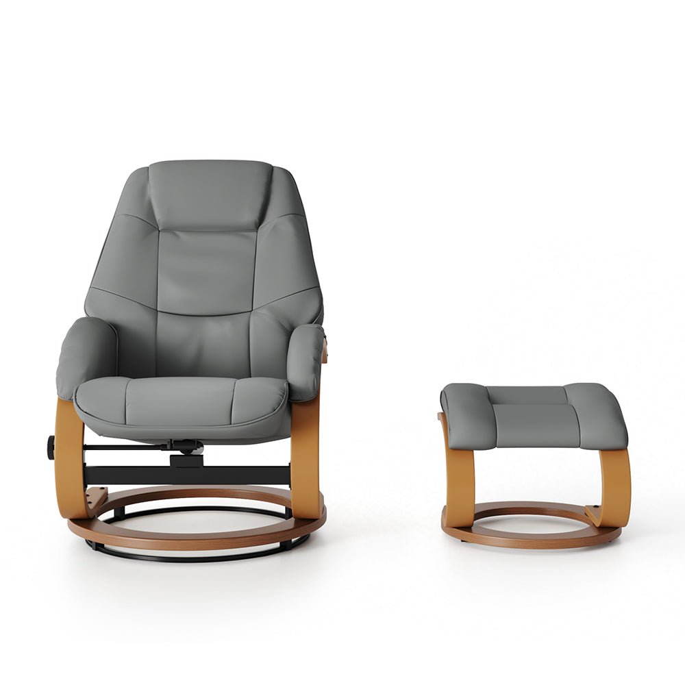 Leather Recliner Armchair with Footstool PU High Back - House Comfort