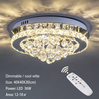 LED Ceiling Light Chandelier Lamp with Crystal Droplets - House Comfort